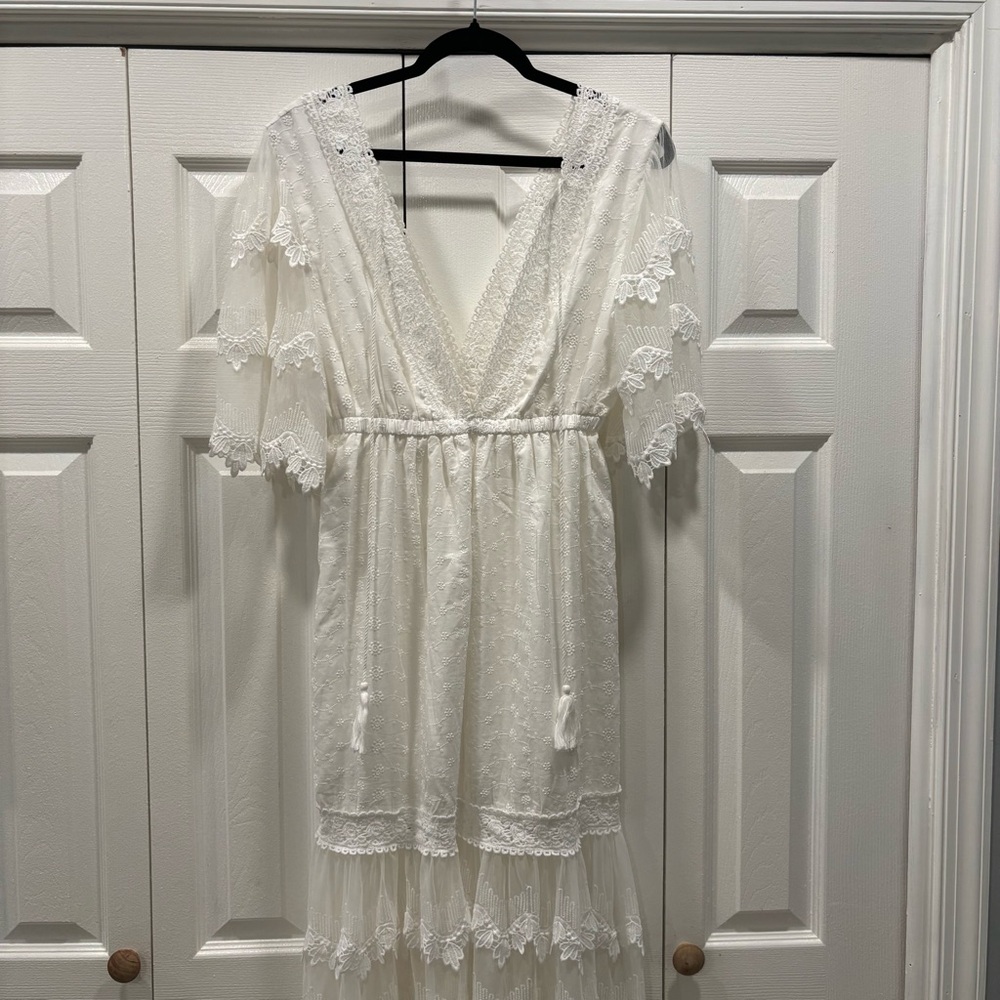 Elegant White Lace Maxi Dress - Picture 7 of 10